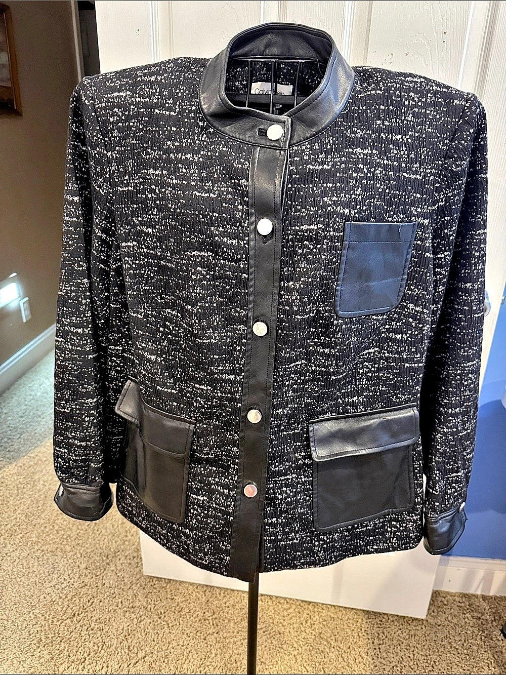 Calvin Klein Boucle Jacket in Black & White Size 20W